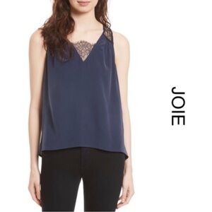 Joie Avery Navy Blue/caviar Lace Tank Top Small